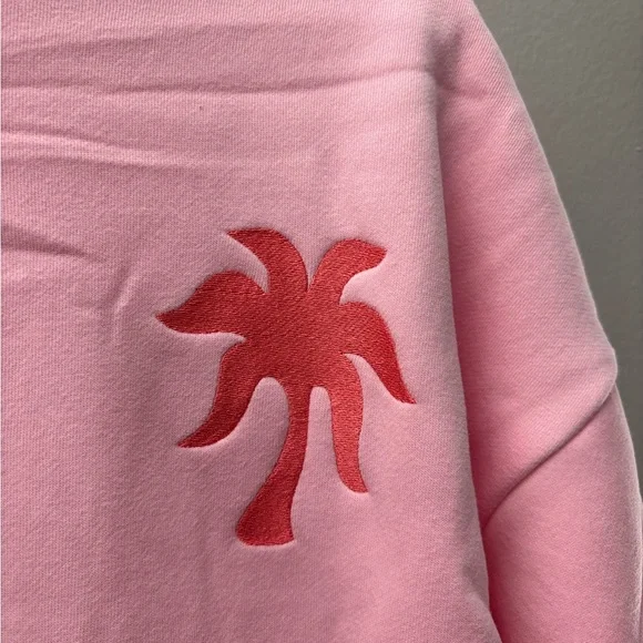Pink Palm Puff Hoodie Everything Comes In Waves Women Pink Pull Over Hoodie - Picture 6 of 8
